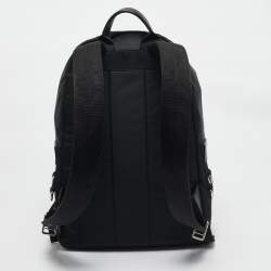 Dolce & Gabbana Black Leather and Nylon Studded Patch Backpack
