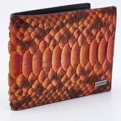 Dolce & Gabbana Orange Python Bifold Wallet