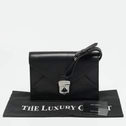 Pre Owned Dolce & Gabbana Envelope Black Leather Wristlet Pouch