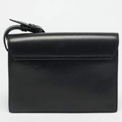Pre Owned Dolce & Gabbana Envelope Black Leather Wristlet Pouch