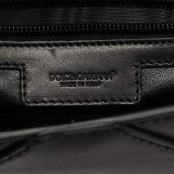 Pre Owned Dolce & Gabbana Envelope Black Leather Wristlet Pouch