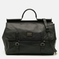 مملوكة مسبقًا حقيبة نهاية الأسبوع جلد أسود دولتشي أند غابانا صقلية