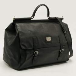 مملوكة مسبقًا حقيبة نهاية الأسبوع جلد أسود دولتشي أند غابانا صقلية