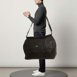 مملوكة مسبقًا حقيبة نهاية الأسبوع جلد أسود دولتشي أند غابانا صقلية