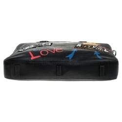 Dolce & Gabbana Black Leather Embellished Patch Briefcase