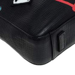 Dolce & Gabbana Black Leather Embellished Patch Briefcase