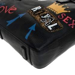 Dolce & Gabbana Black Leather Embellished Patch Briefcase