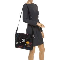 Dolce & Gabbana Black Leather Embellished Patch Briefcase