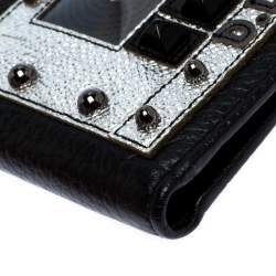 Dolce & Gabbana Black Leather Bottalato Radio 6 CC Bifold Wallet