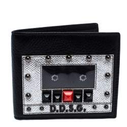 Dolce & Gabbana Black Leather Bottalato Radio 6 CC Bifold Wallet