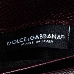Pre Owned Dolce & Gabbana Dark Burgundy Leather Bifold Card Holder