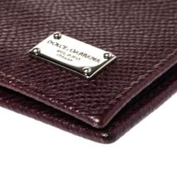 Pre Owned Dolce & Gabbana Dark Burgundy Leather Bifold Card Holder