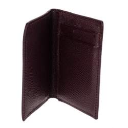 Pre Owned Dolce & Gabbana Dark Burgundy Leather Bifold Card Holder