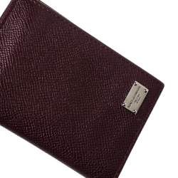 Pre Owned Dolce & Gabbana Dark Burgundy Leather Bifold Card Holder