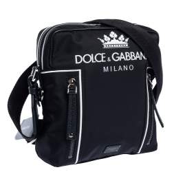 Dolce & Gabbana Black Nylon and Leather Messenger Bag