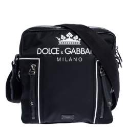 Dolce & Gabbana Black Nylon and Leather Messenger Bag