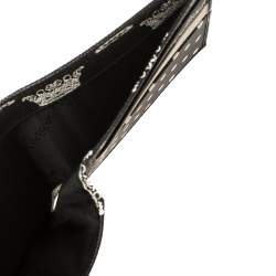 Dolce & Gabbana Black/White Crown Print Leather Bifold Wallet
