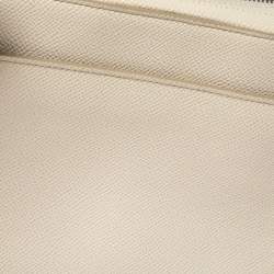 Dolce & Gabbana White Grained Leather Zip Travel Pouch Bag