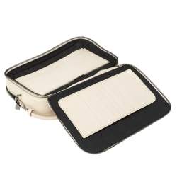 Dolce & Gabbana White Grained Leather Zip Travel Pouch Bag