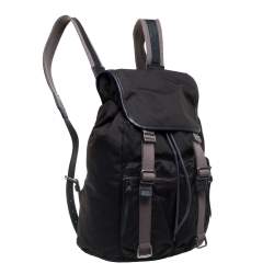 Dolce & Gabbana Dark Khaki Green Canvas and Leather Double Pocket Backpack