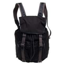 Dolce & Gabbana Dark Khaki Green Canvas and Leather Double Pocket Backpack