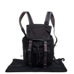 Dolce & Gabbana Dark Khaki Green Canvas and Leather Double Pocket Backpack