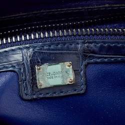 Dolce & Gabbana Blue Crocodile Double Zip Wristlet Clutch 