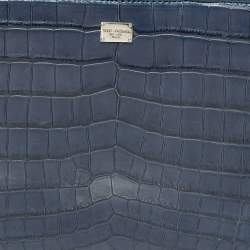 Dolce & Gabbana Blue Crocodile Double Zip Wristlet Clutch 