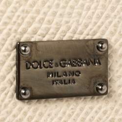 Pre Owned Dolce & Gabbana Off White Leather Bifold Wallet 