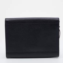 Pre Owned Dolce & Gabbana Black Dauphine Leather Flap Pouch