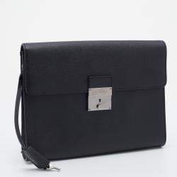 Pre Owned Dolce & Gabbana Black Dauphine Leather Flap Pouch