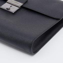 Pre Owned Dolce & Gabbana Black Dauphine Leather Flap Pouch