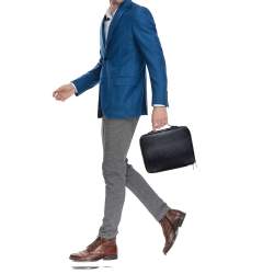 Pre Owned Dolce & Gabbana Black Leather Zip Around Briefcase