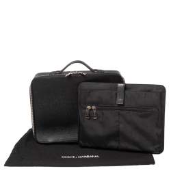 Pre Owned Dolce & Gabbana Black Leather Zip Around Briefcase