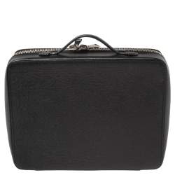 Pre Owned Dolce & Gabbana Black Leather Zip Around Briefcase