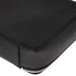 Pre Owned Dolce & Gabbana Black Leather Zip Around Briefcase