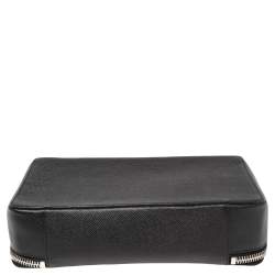 Pre Owned Dolce & Gabbana Black Leather Zip Around Briefcase