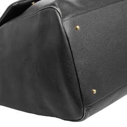 Pre Owned Dolce & Gabbana Black Leather Miss Sicily Weekender Bag