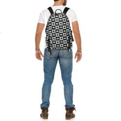 Dolce & Gabbana Black/White Printed Nylon and Leather Logo All Over Backpack