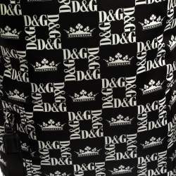 Dolce & Gabbana Black/White Printed Nylon and Leather Logo All Over Backpack