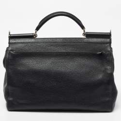 Pre Owned Dolce & Gabbana Black Leather Sicily Travel Bag