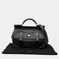Pre Owned Dolce & Gabbana Black Leather Sicily Travel Bag