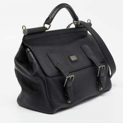Pre Owned Dolce & Gabbana Black Leather Sicily Travel Bag