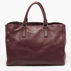 Pre Owned Dolce & Gabbana Burgundy Leather Weekender Tote       