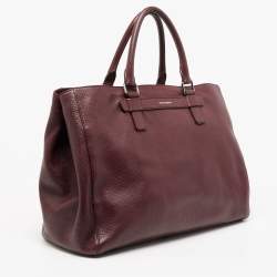Pre Owned Dolce & Gabbana Burgundy Leather Weekender Tote       