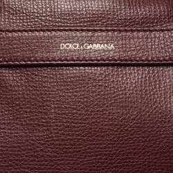 Pre Owned Dolce & Gabbana Burgundy Leather Weekender Tote       