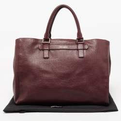 Pre Owned Dolce & Gabbana Burgundy Leather Weekender Tote       