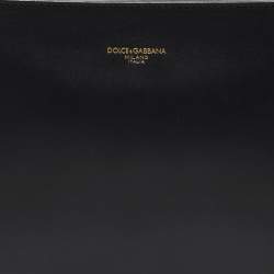 Dolce & Gabbana Black Leather Zip Wristlet Clutch