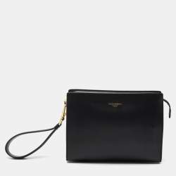 Dolce & Gabbana Black Leather Zip Wristlet Clutch