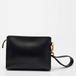 Dolce & Gabbana Black Leather Zip Wristlet Clutch